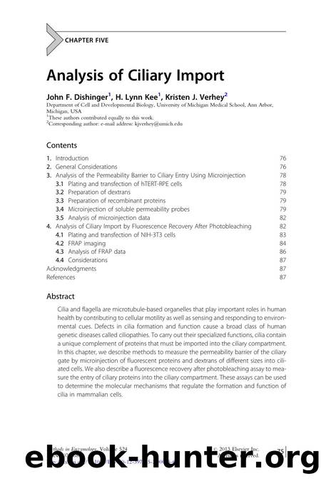 Analysis of Ciliary Import by John F. Dishinger & H. Lynn Kee & Kristen J. Verhey