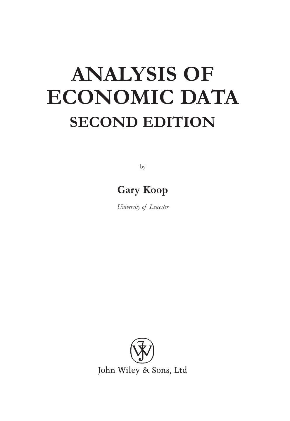Analysis of Economic Data by Gary Koop