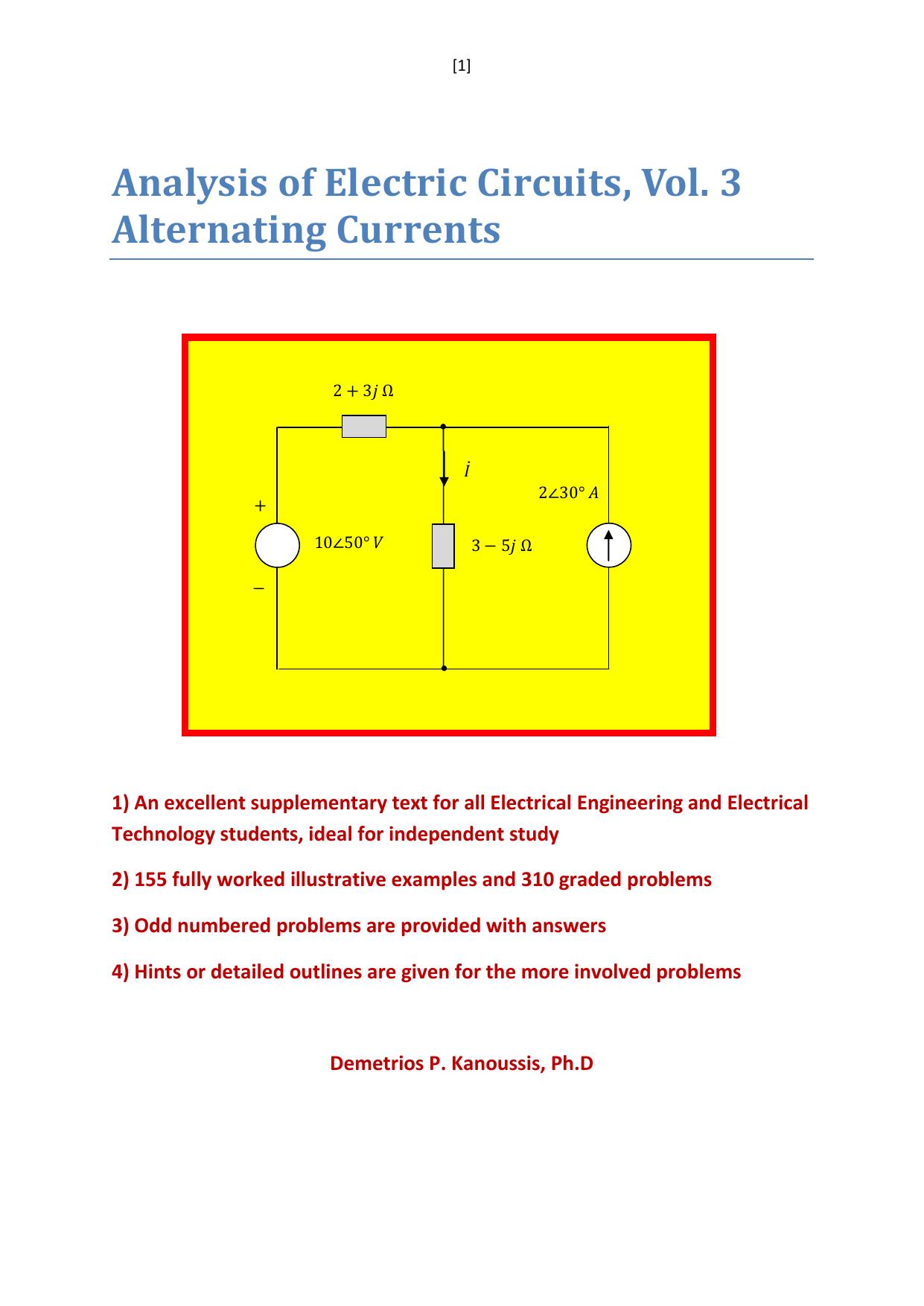 Analysis of Electric Circuits, Vol. 3: Alternating Currents (The Electrical Engineering Series) by Unknow