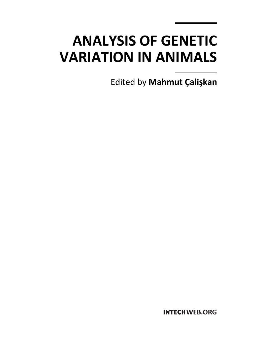 Analysis of Genetic Variation in Animals by M. Caliskan