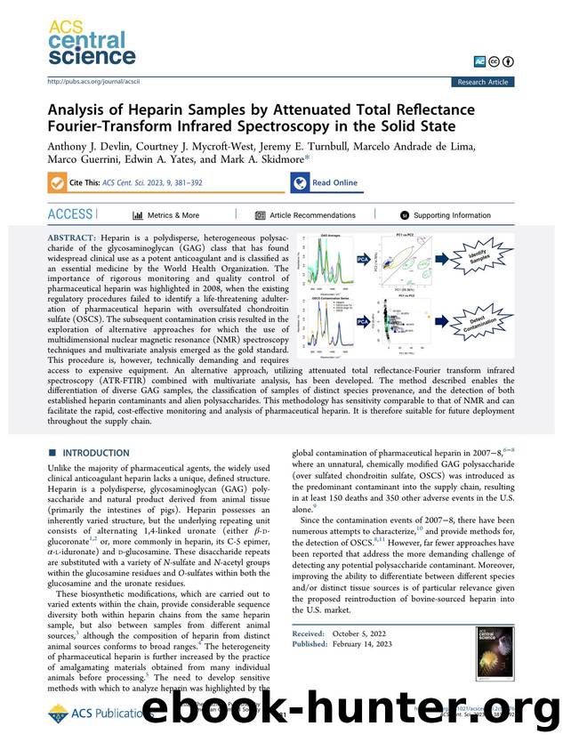 Analysis of Heparin Samples by Attenuated Total Reflectance Fourier-Transform Infrared Spectroscopy in the Solid State by unknow