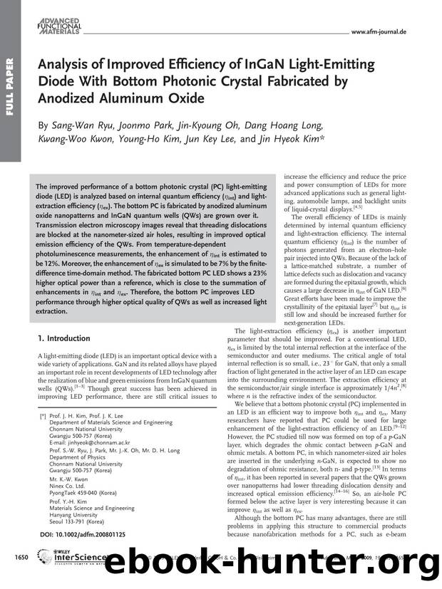 Analysis of Improved Efficiency of InGaN Light-Emitting Diode With Bottom Photonic Crystal Fabricated by Anodized Aluminum Oxidxe by Unknown