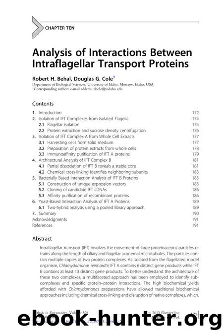 Analysis of Interactions Between Intraflagellar Transport Proteins by Robert H. Behal & Douglas G. Cole