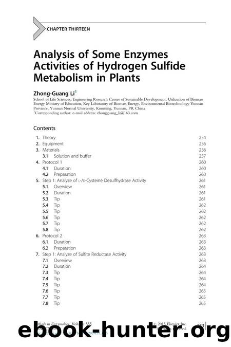Analysis of Some Enzymes Activities of Hydrogen Sulfide Metabolism in Plants by Zhong-Guang Li
