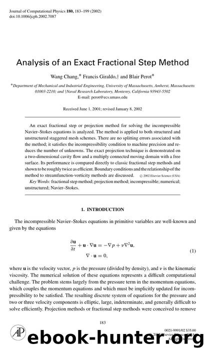 Analysis of an Exact Fractional Step Method by Chang W et al