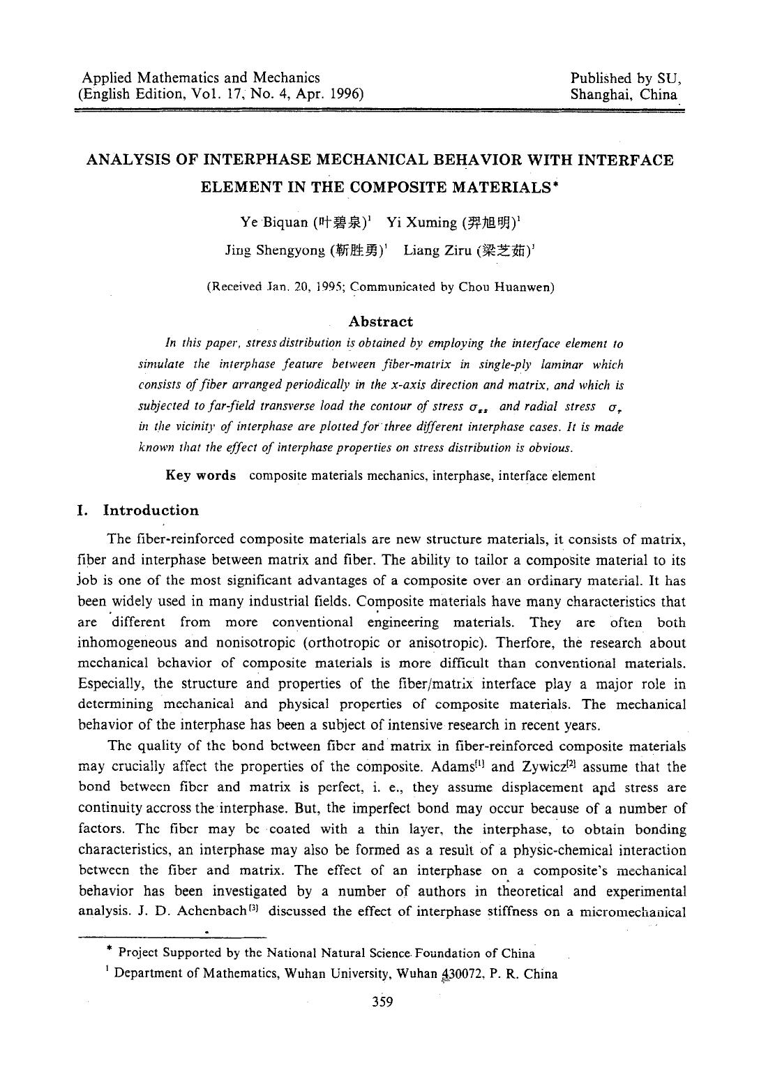Analysis of interphase mechanical behavior with interface element in the composite materials by Unknown