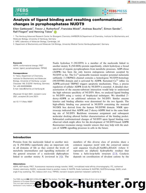 Analysis of ligand binding and resulting conformational changes in pyrophosphatase NUDT9 by Unknown