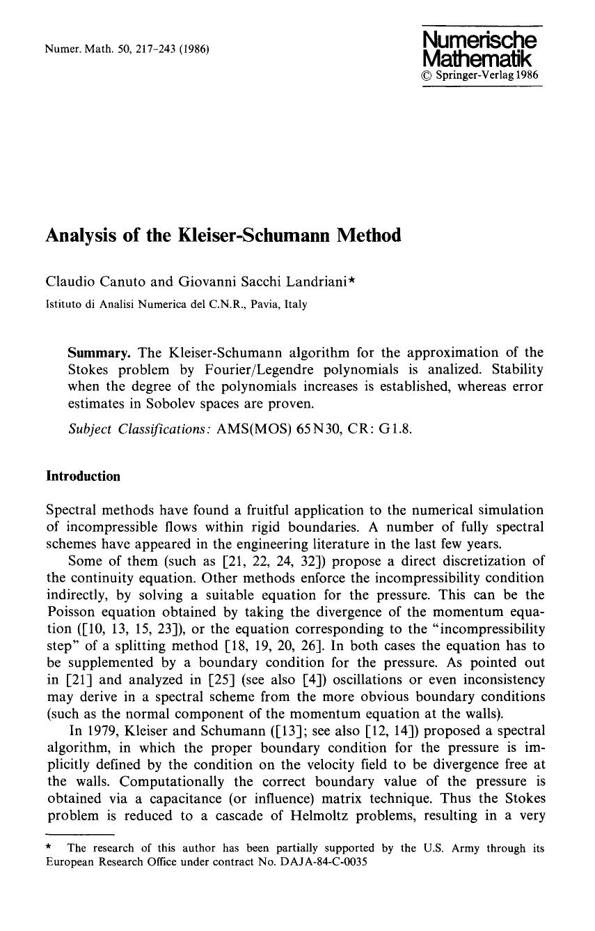 Analysis of the Kleiser-Schumann method by Unknown
