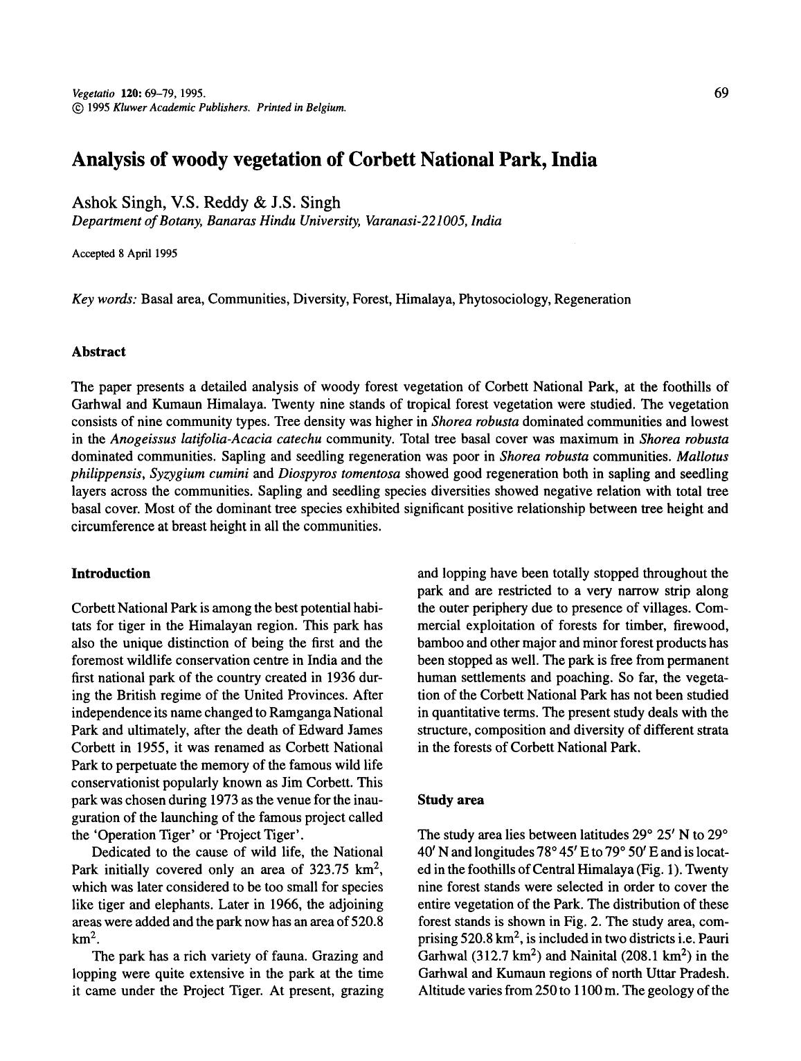 Analysis of woody vegetation of Corbett National Park, India by Unknown