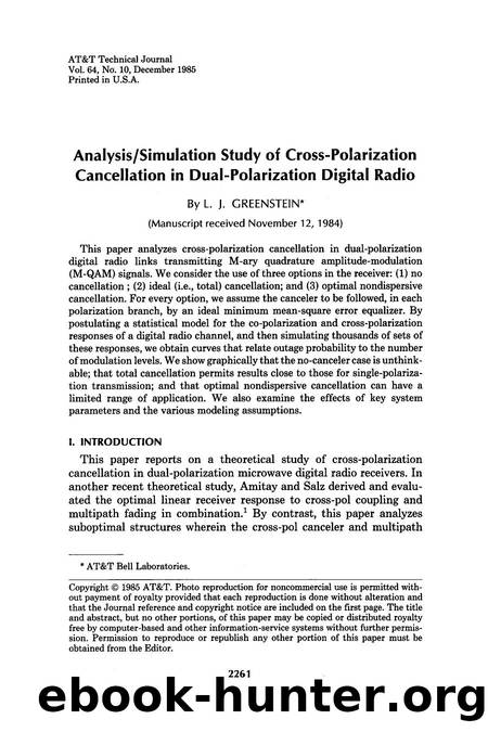 AnalysisSimulation Study of CrossPolarization Cancellation in DualPolarization Digital Radio by Unknown