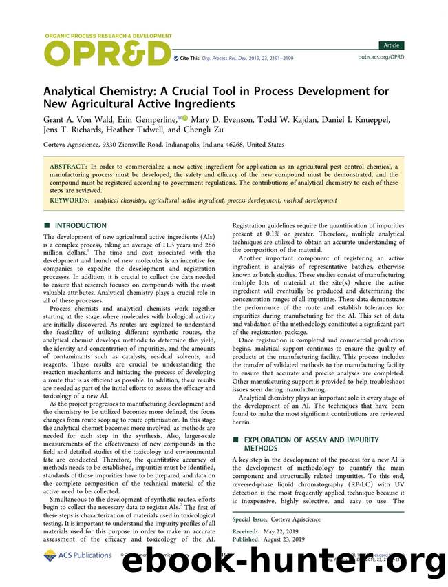 Analytical Chemistry: A Crucial Tool in Process Development for New Agricultural Active Ingredients by unknow