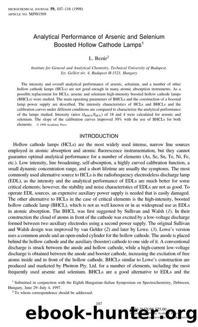 Analytical Performance of Arsenic and Selenium Boosted Hollow Cathode Lamps by Bezur L