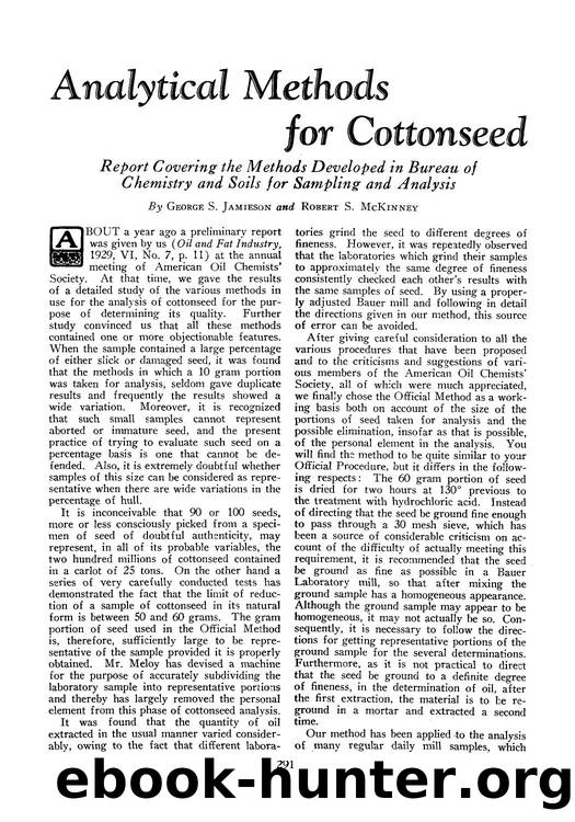 Analytical methods for cottonseed by Unknown