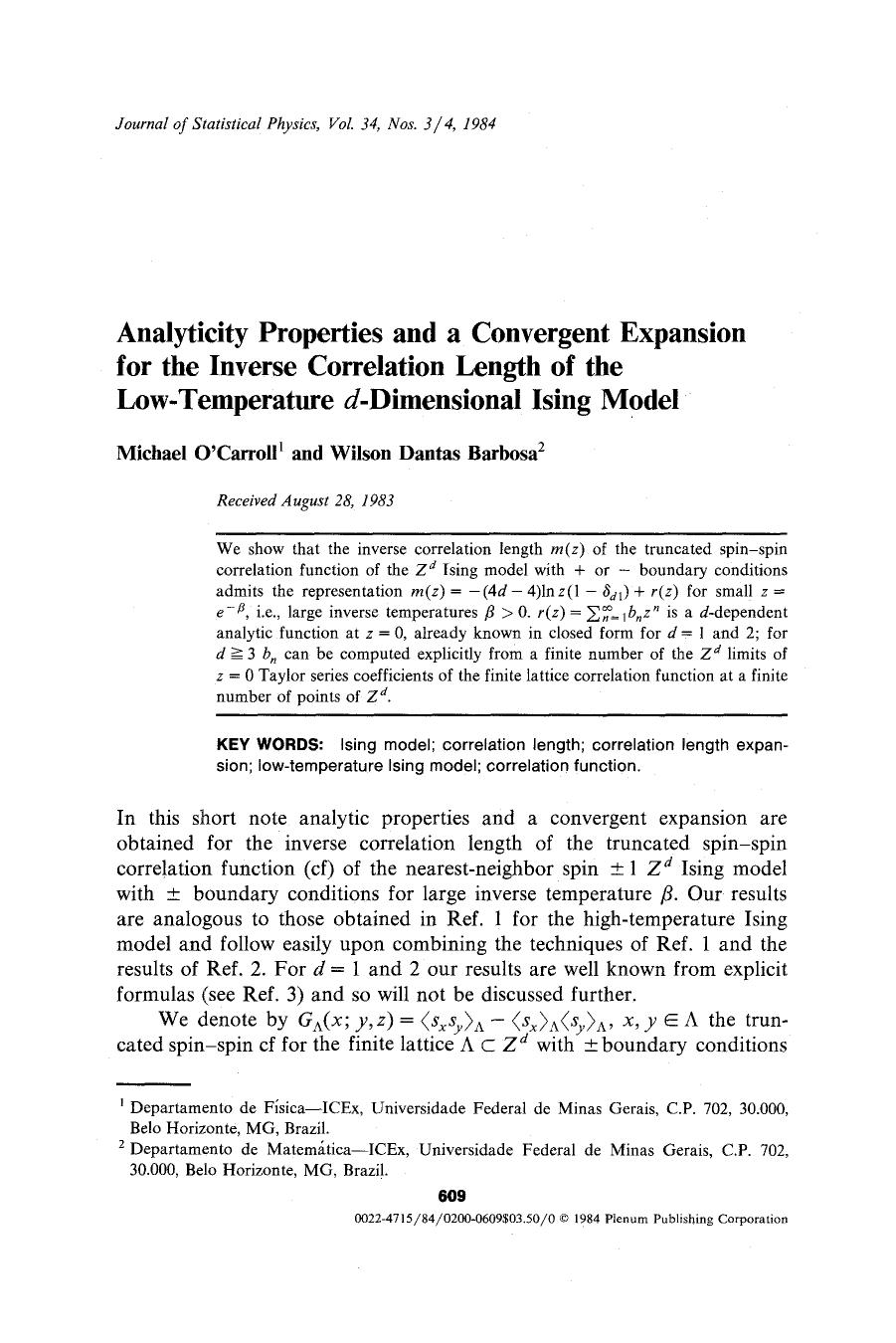 Analyticity properties and a convergent expansion for the inverse correlation length of the low-temperature <Emphasis Type="Italic">d <Emphasis>-dimensional Ising model by Unknown