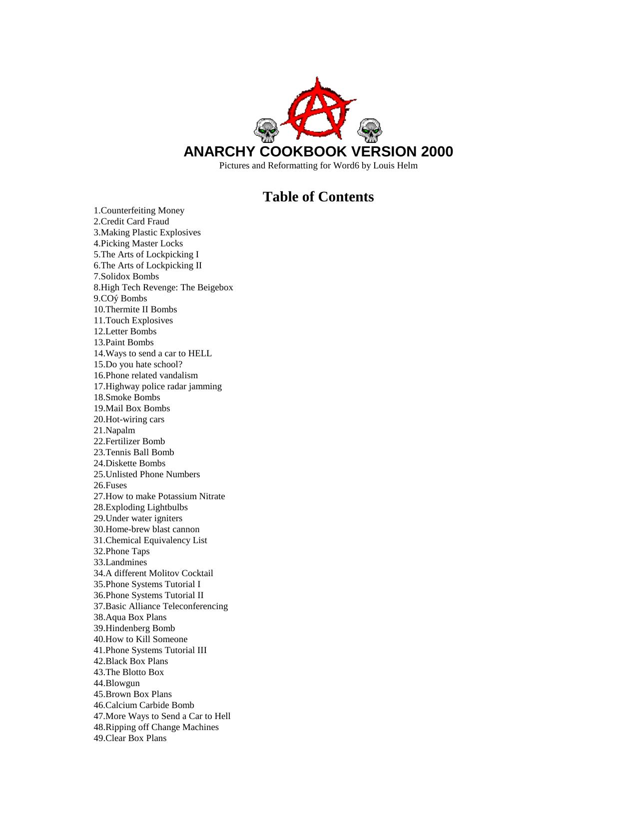 Anarchist Cookbook by Unknown