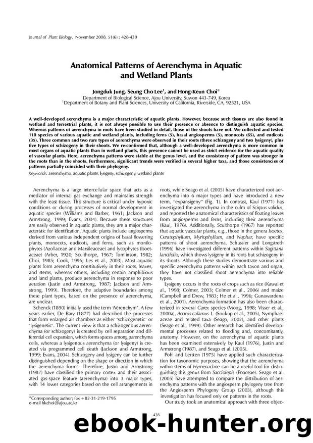 Anatomical patterns of aerenchyma in aquatic and wetland plants by Unknown