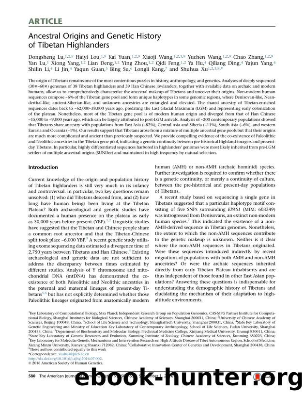 Ancestral Origins and Genetic History of Tibetan Highlanders by unknow