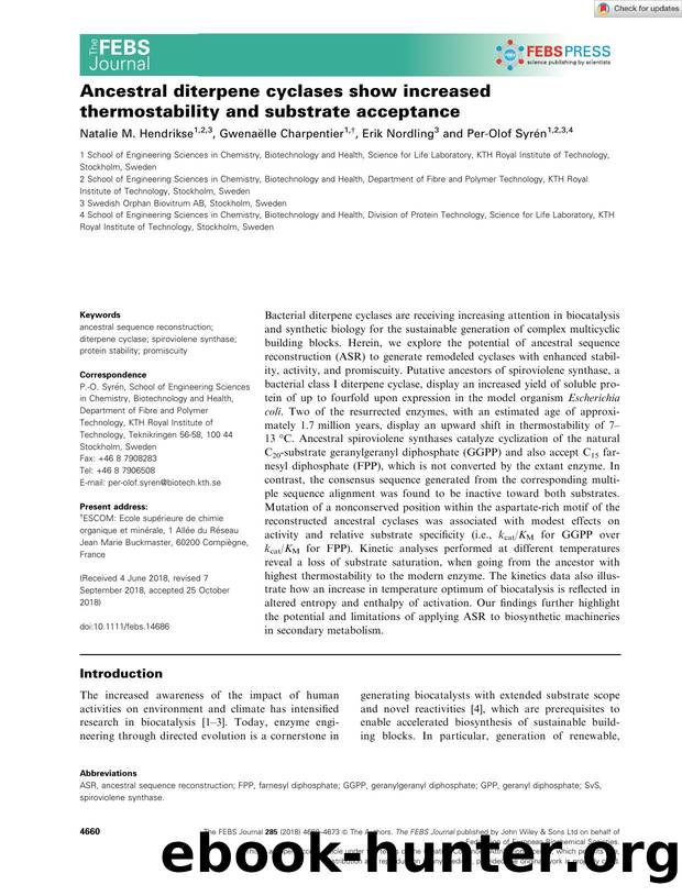 Ancestral diterpene cyclases show increased thermostability and substrate acceptance by Unknown