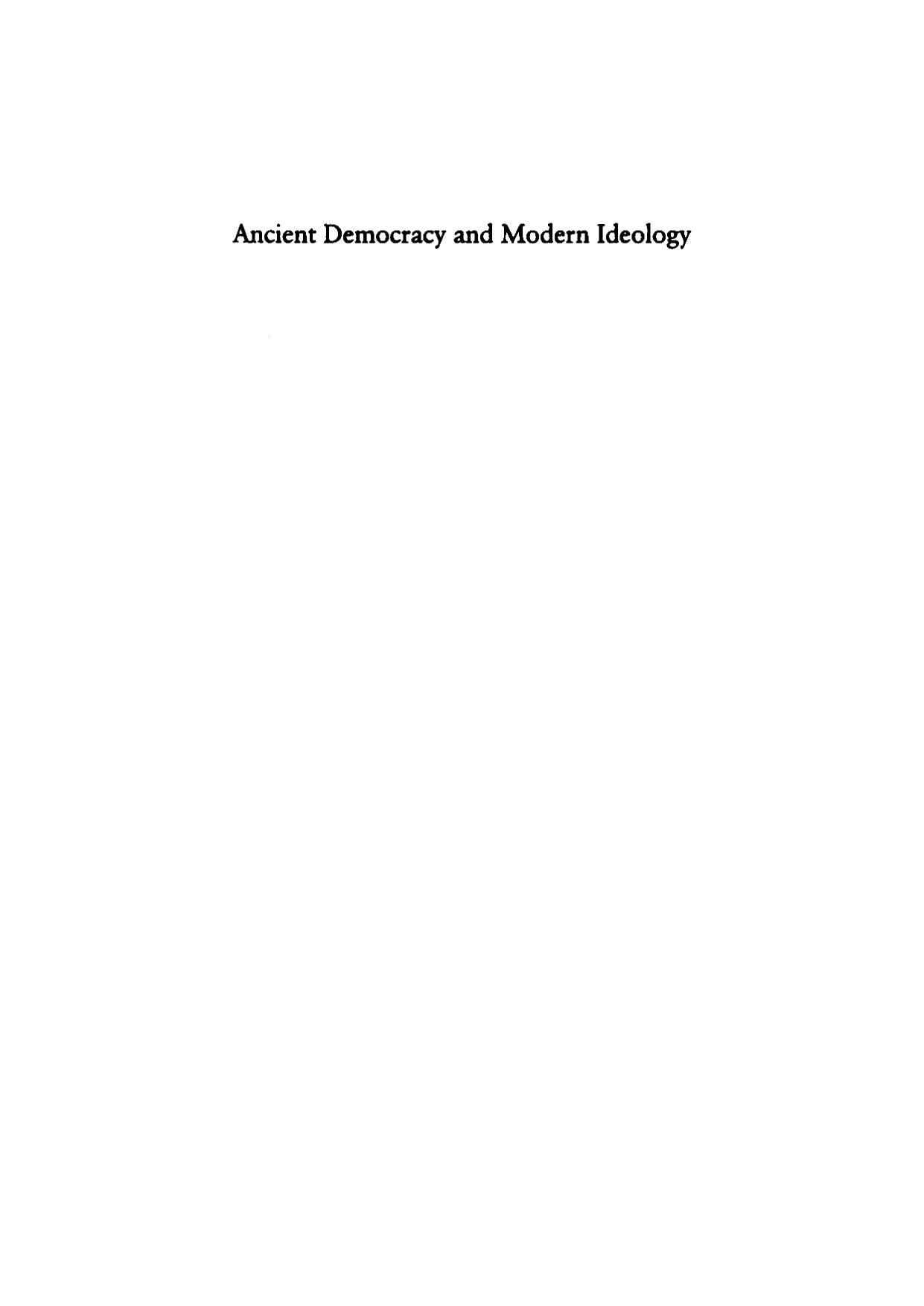Ancient Democracy and Modern Ideology by P. J. Rhodes