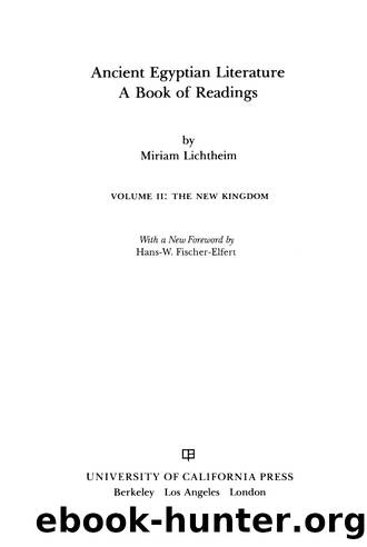Ancient Egyptian Literature by Lichtheim Miriam; Fischer-Elfert Hans-W; Fischer-Elfert Hans-W