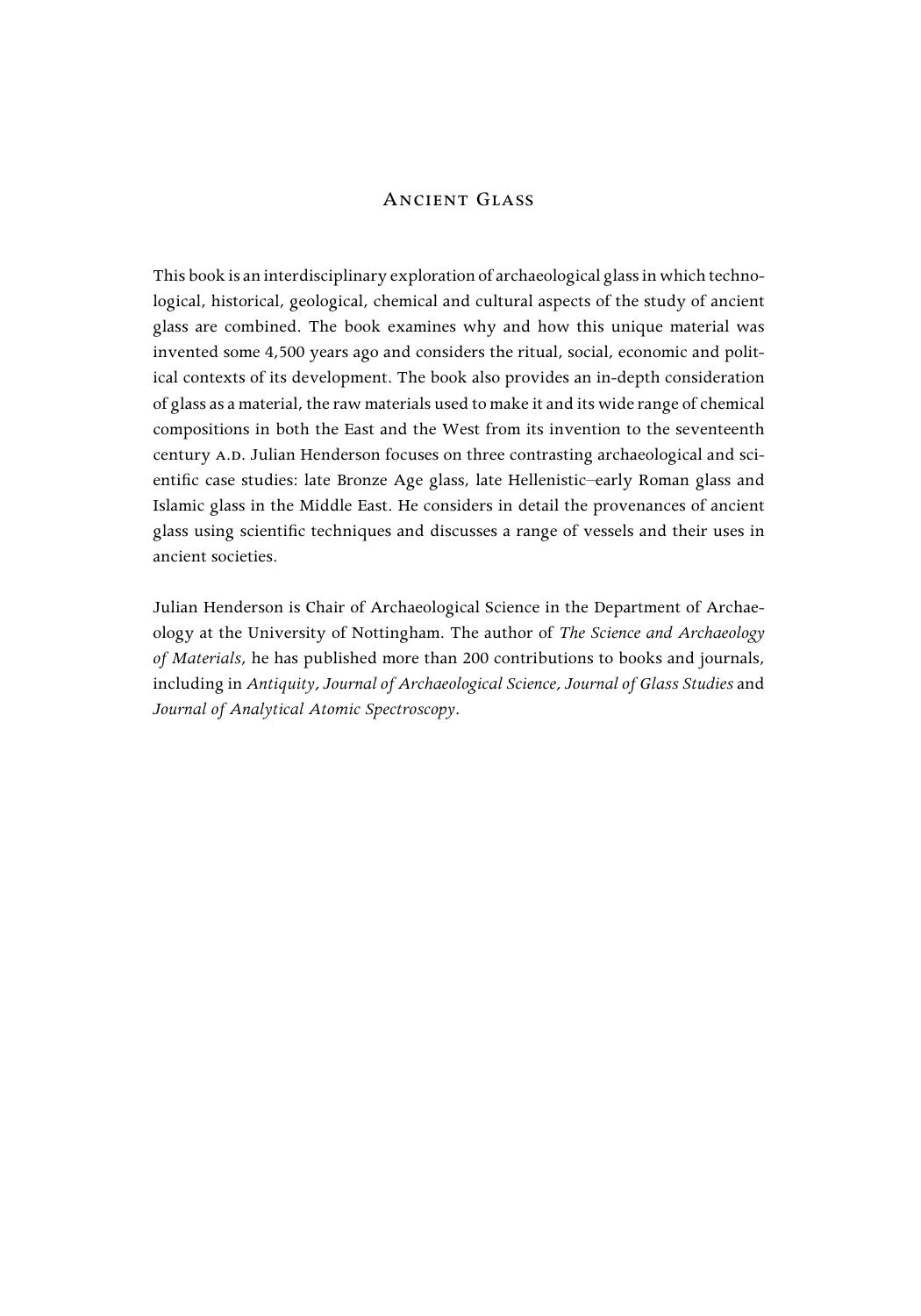 Ancient Glass: An Interdisciplinary Exploration by Unknow