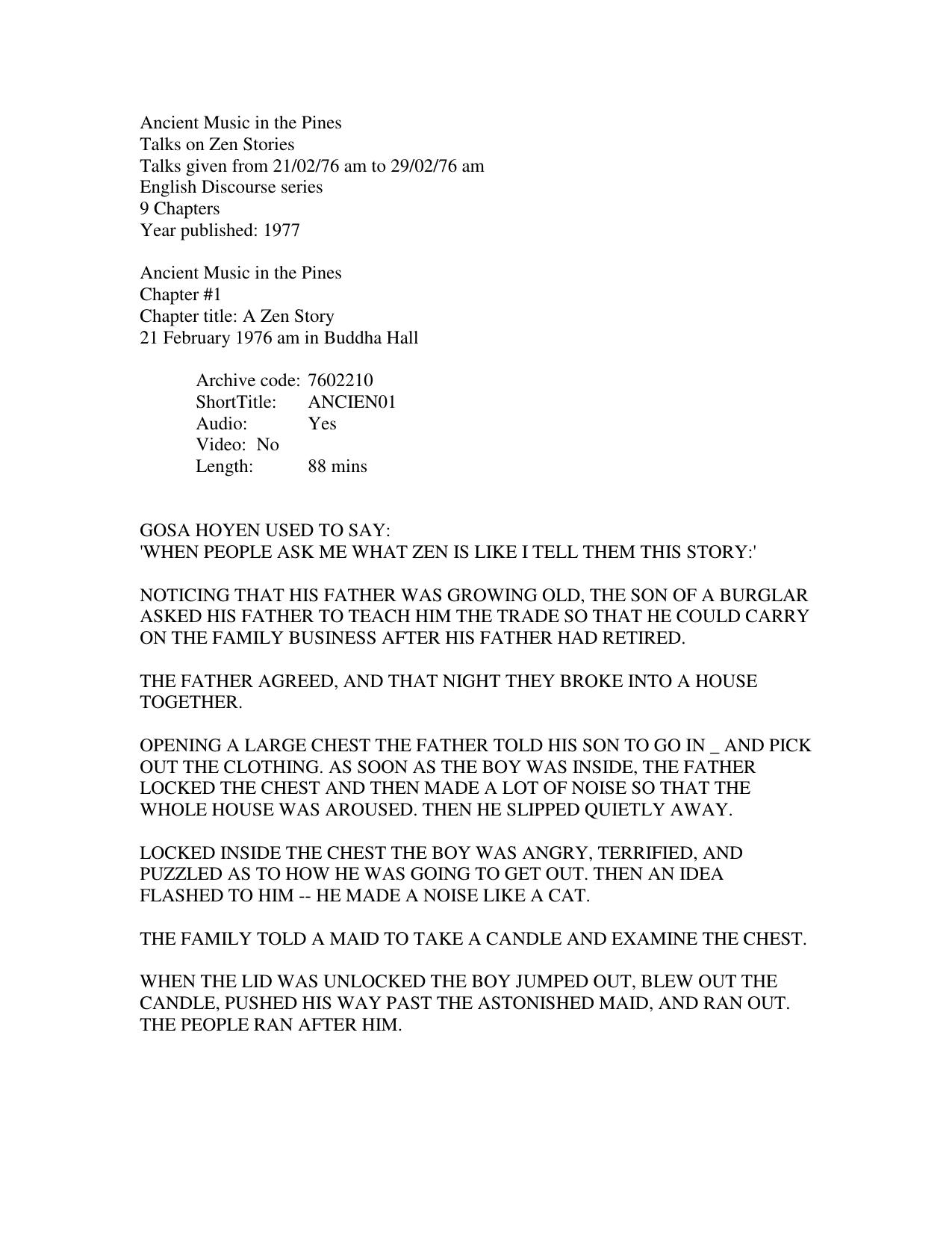 Ancient Music in the Pines: In Zen Mind Suddenly Stops by Osho Osho International Foundation