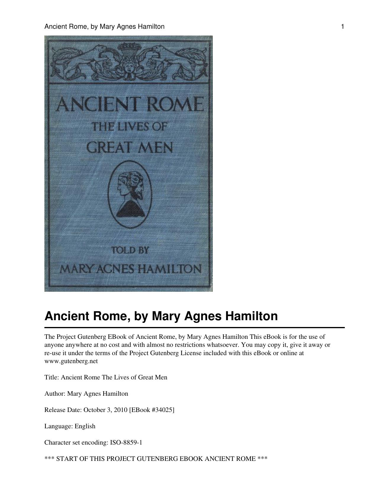 Ancient Rome: The Lives of Great Men (Illustrated Edition) by Mary Agnes Hamilton