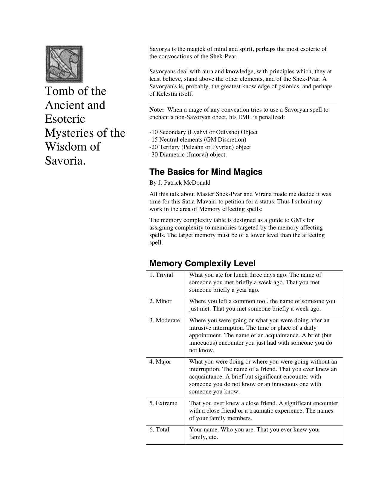 Ancient and Esoteric Tomb of Savoria by Columbia Games Inc N. Robin Crossby & Various