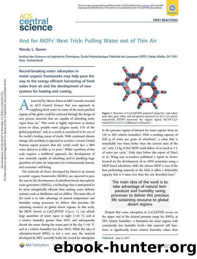 And for MOFsâ Next Trick: Pulling Water out of Thin Air by Wendy L. Queen