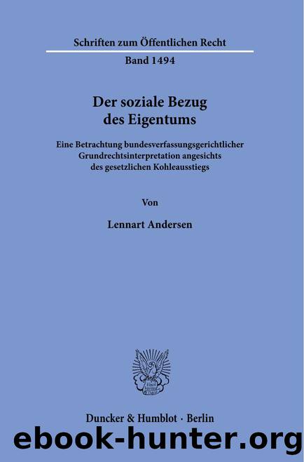 Andersen by Der soziale Bezug des Eigentums (9783428586981)