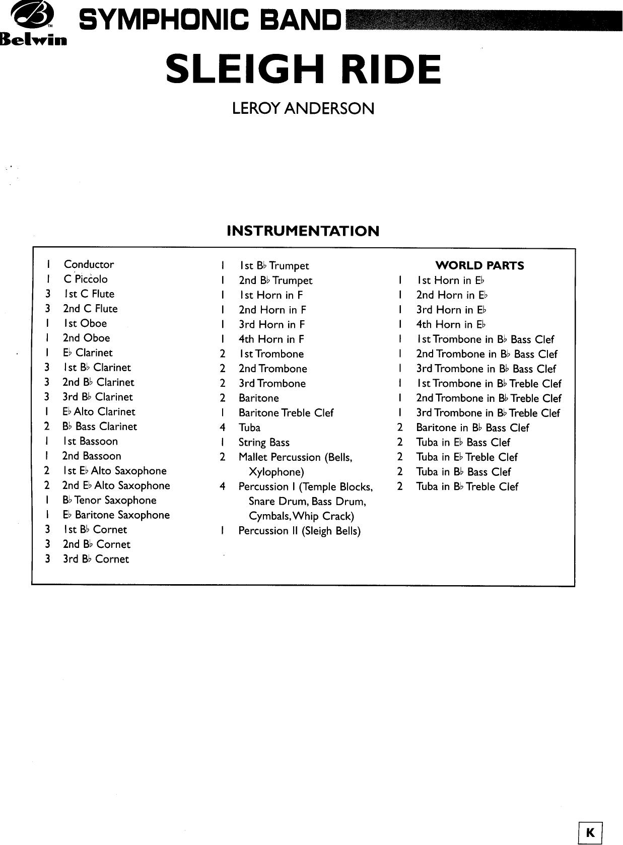 Anderson by Sleigh Ride (full score)