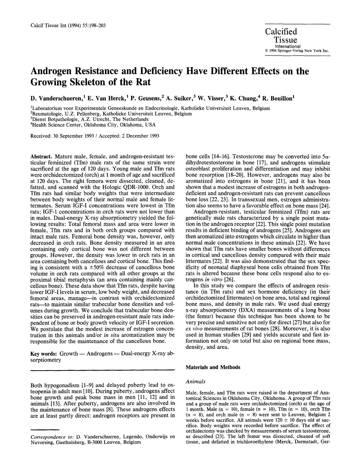 Androgen resistance and deficiency have different effects on the growing skeleton of the rat by Unknown