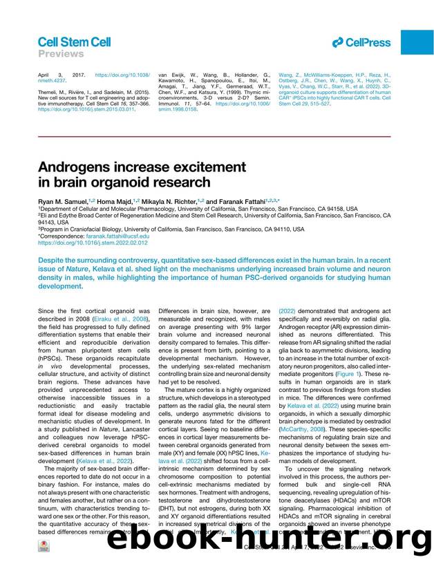 Androgens increase excitement in brain organoid research by Ryan M. Samuel & Homa Majd & Mikayla N. Richter & Faranak Fattahi