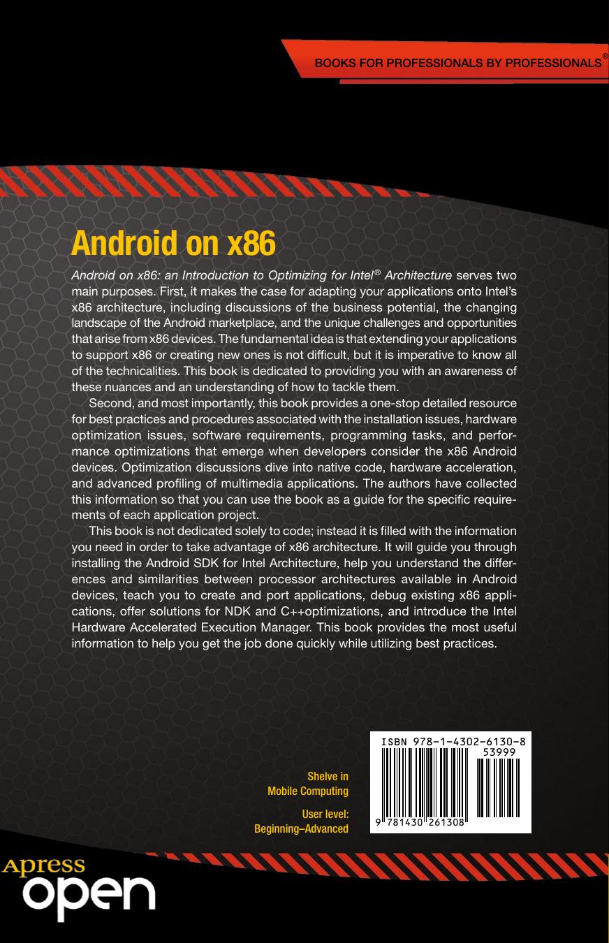 Android on x86 : an introduction to optimizing for Intel architecture by Iggy Krajci; Darren Cummings