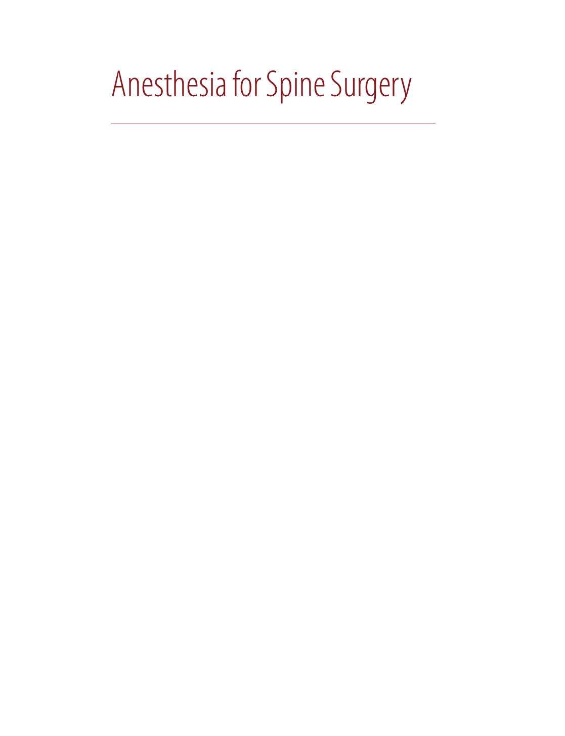 Anesthesia for Spine Surgery by Ehab Farag