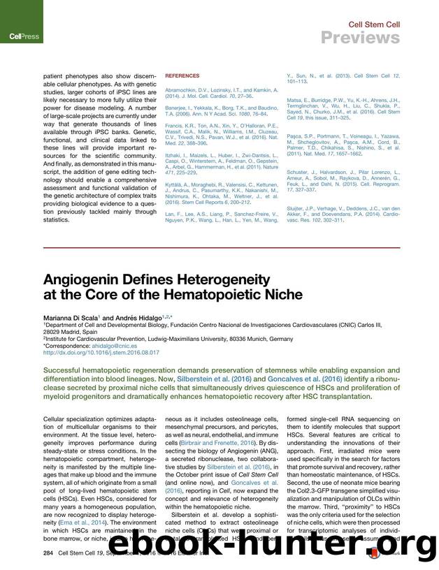 Angiogenin Defines Heterogeneity at the Core of the Hematopoietic Niche by Marianna Di Scala & Andrés Hidalgo