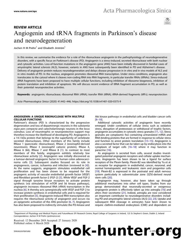 Angiogenin and tRNA fragments in ParkinsonÃ¢â¬â¢s disease and neurodegeneration by Jochen H M Prehn & Elisabeth Jirström