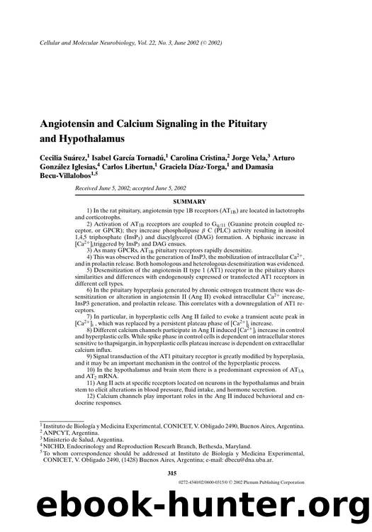 Angiotensin and Calcium Signaling in the Pituitary and Hypothalamus by Unknown