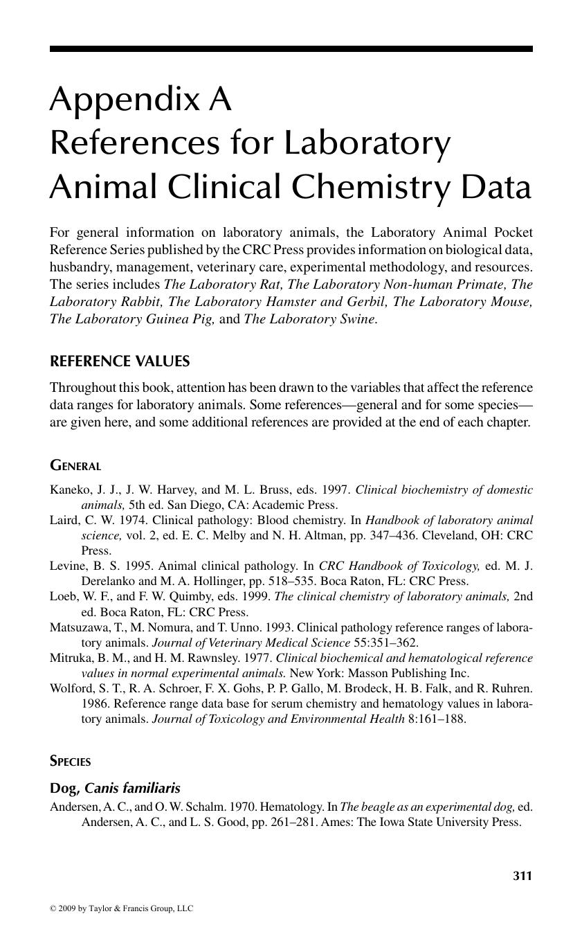Animal Clinical Chemistry by A Practical Handbook for Toxicologists & Biomedical Researchers Second Edition
