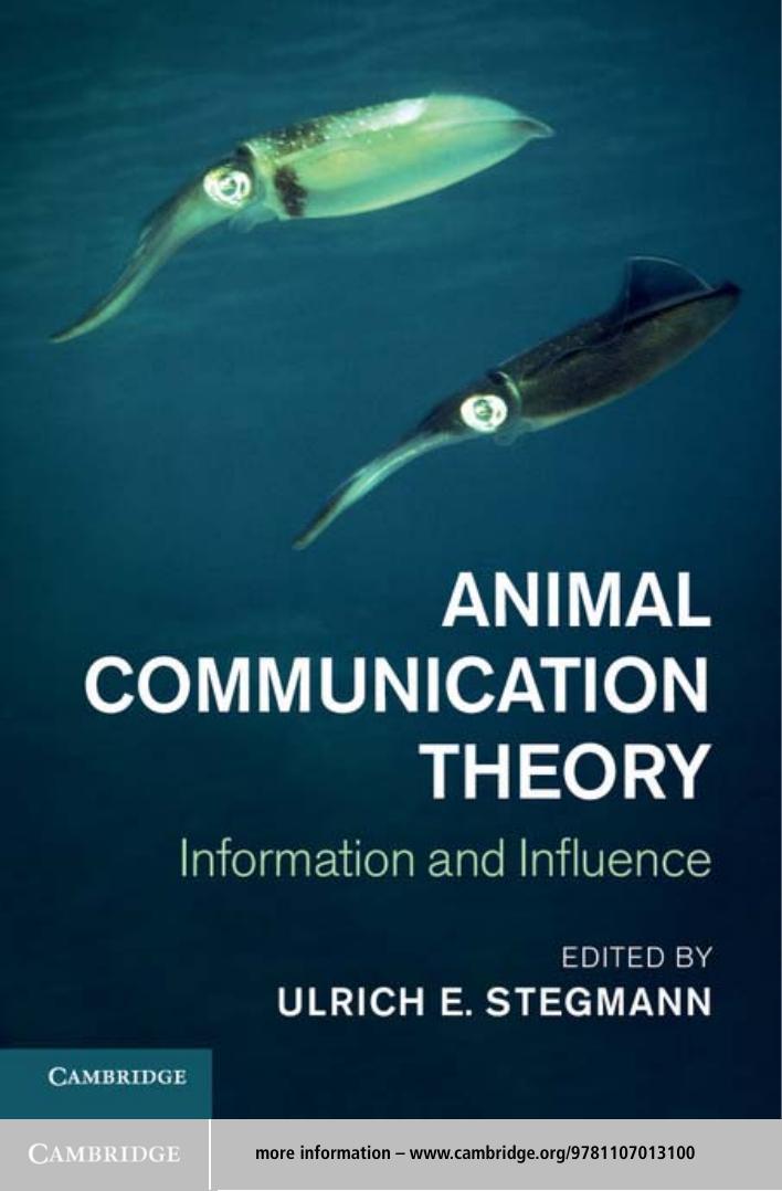 Animal Communication Theory: Information and Influence by Unknow