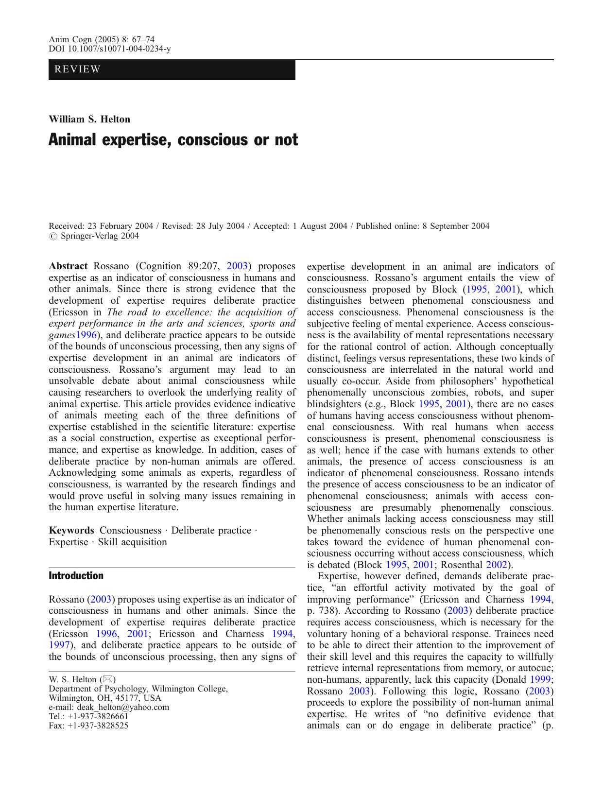 Animal Expertise, Conscious or Not by Unknown