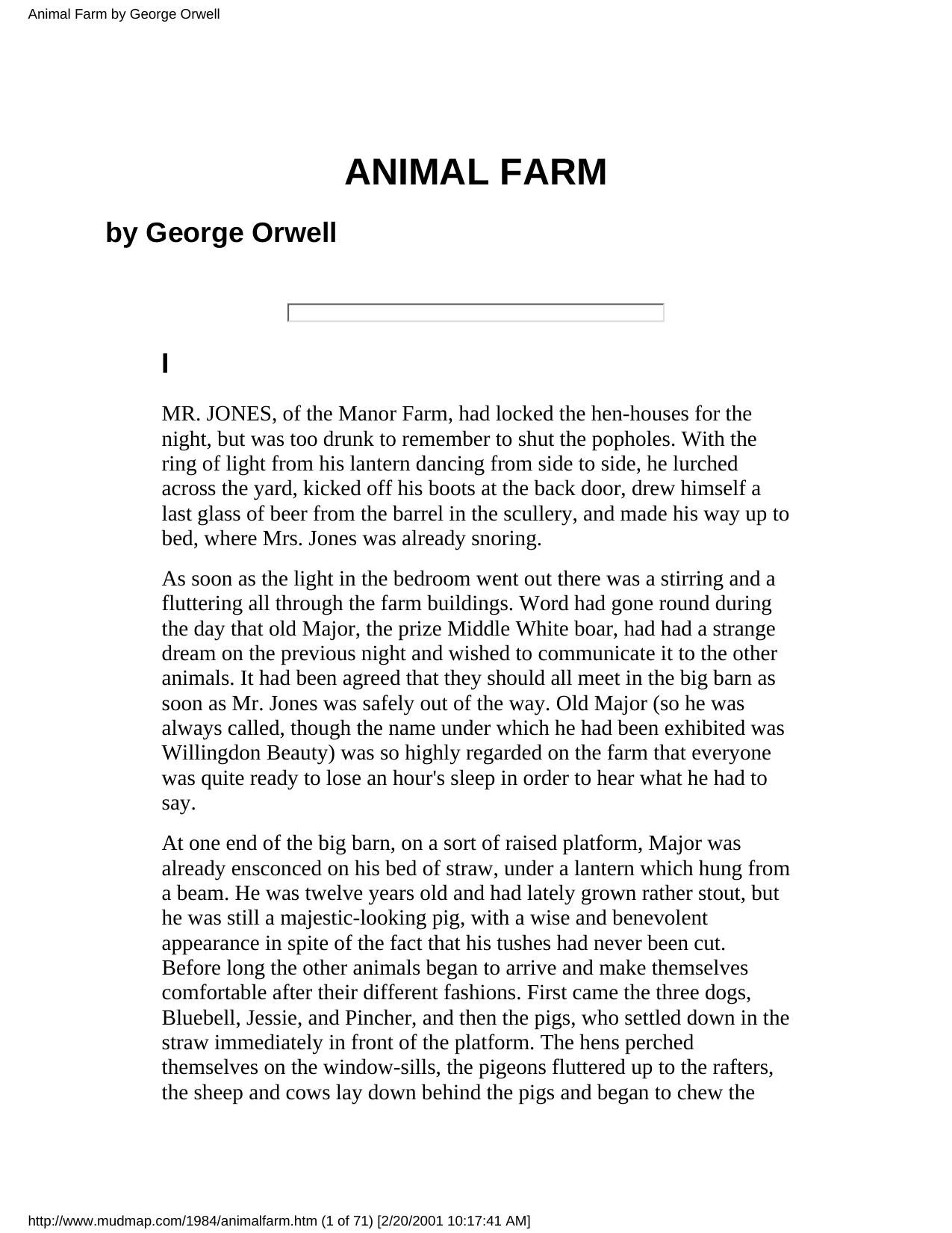 Animal Farm by George Orwell by Animal Farm