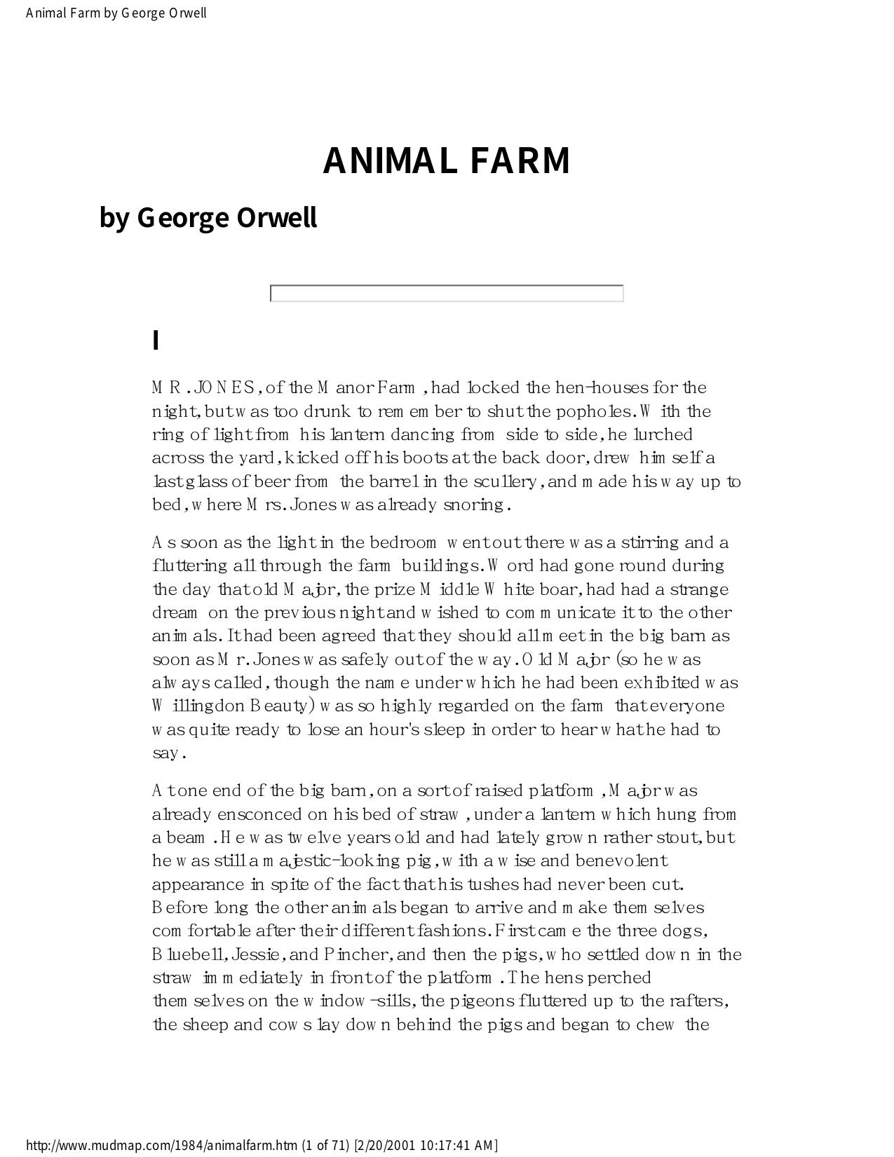 Animal Farm by George Orwell by Centennial Edition 2003