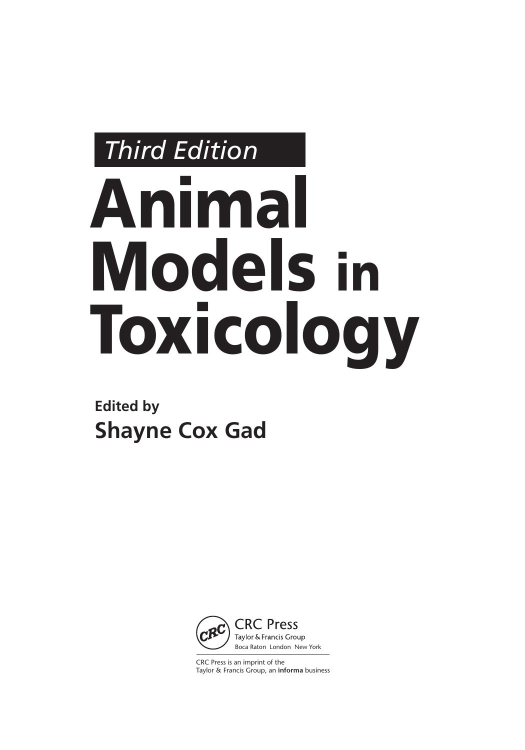 Animal Models in Toxicology by Unknow