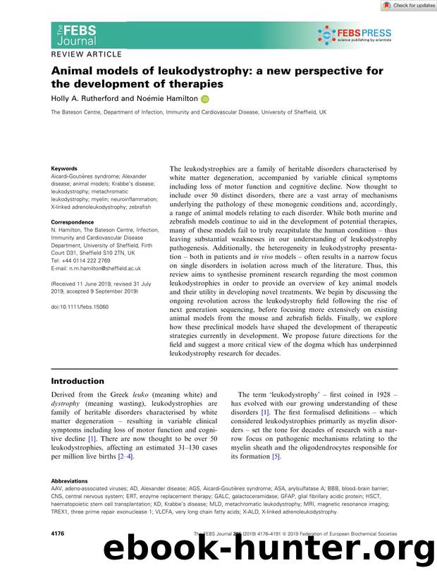 Animal models of leukodystrophy: a new perspective for the development of therapies by Unknown