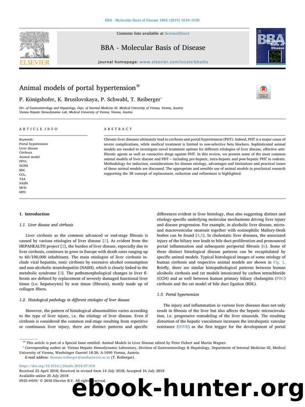 Animal models of portal hypertension by P. Königshofer & K. Brusilovskaya & P. Schwabl & T. Reiberger
