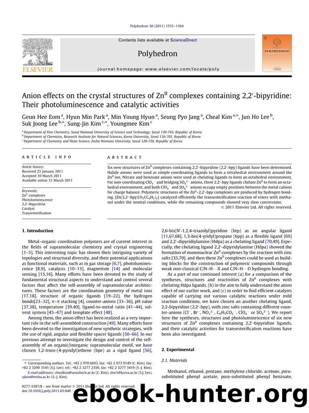 Anion effects on the crystal structures of ZnII complexes containing 2,2Ã¢â¬Â²-bipyridine: Their photoluminescence and catalytic activities by unknow
