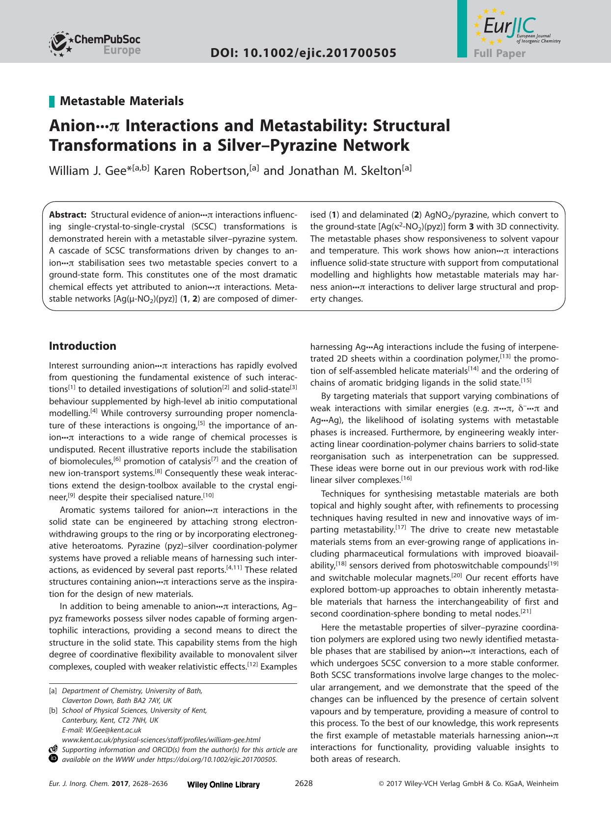 Anion···π Interactions and Metastability: Structural Transformations in a Silver–Pyrazine Network by Unknown