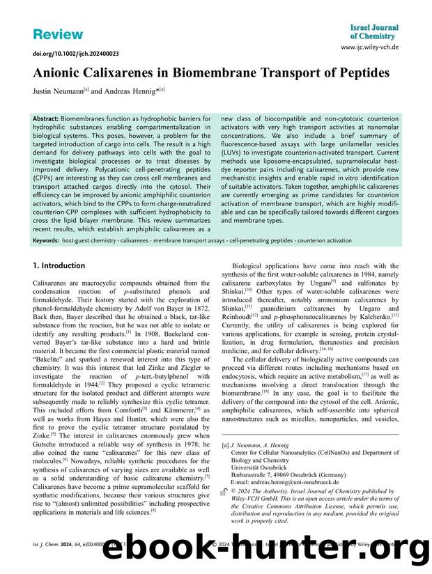 Anionic Calixarenes in Biomembrane Transport of Peptides by Unknown