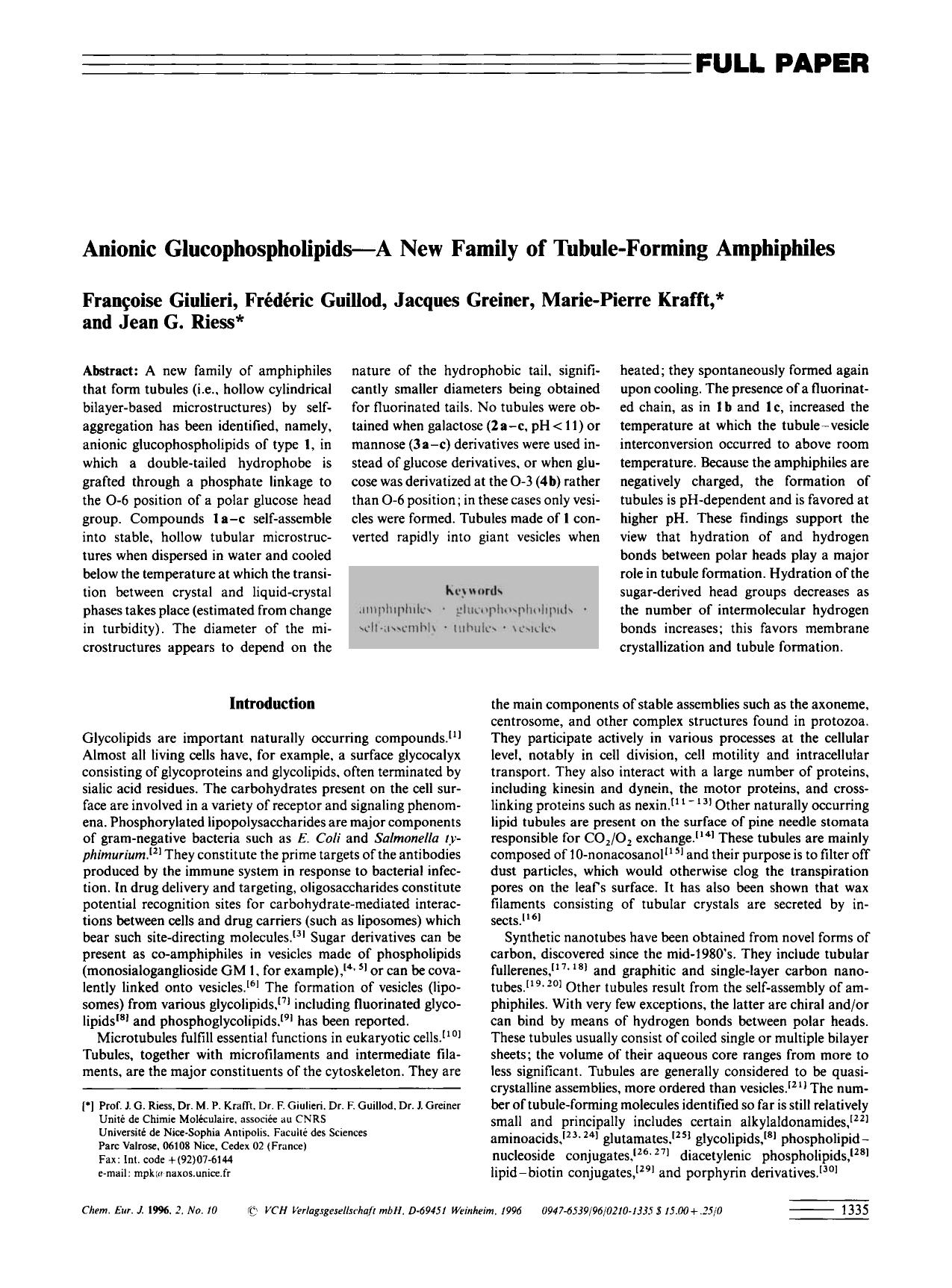 Anionic Glucophospholipids-A New Family of Tubule-Forming Amphiphiles by Unknown